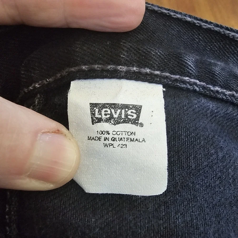 VTG Levis 501 Jeans Mens 34×32(32×32) Black Straight Button Fly Whiskers Y2K